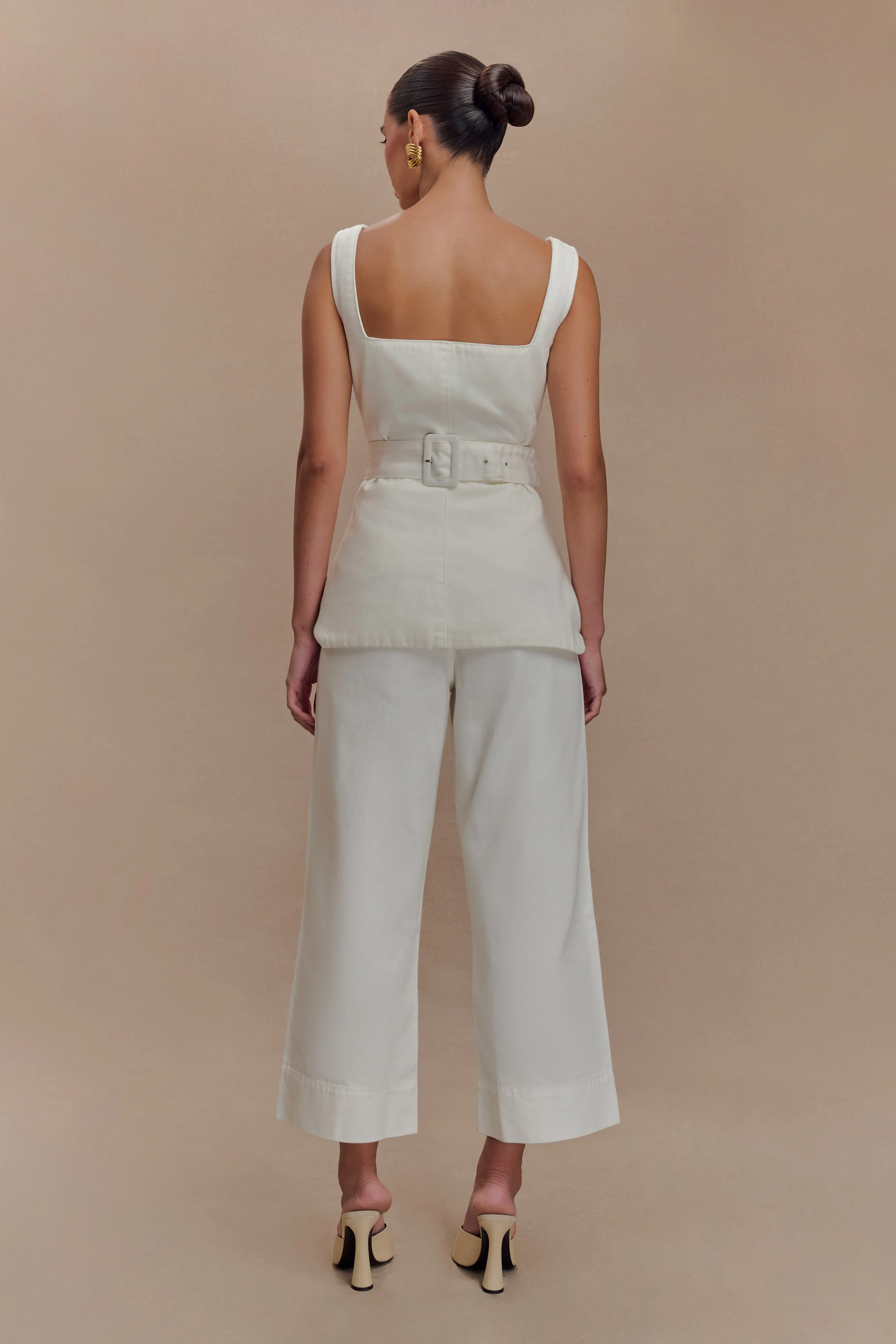 Kaitlyn Cropped Wide Leg Jeans - White