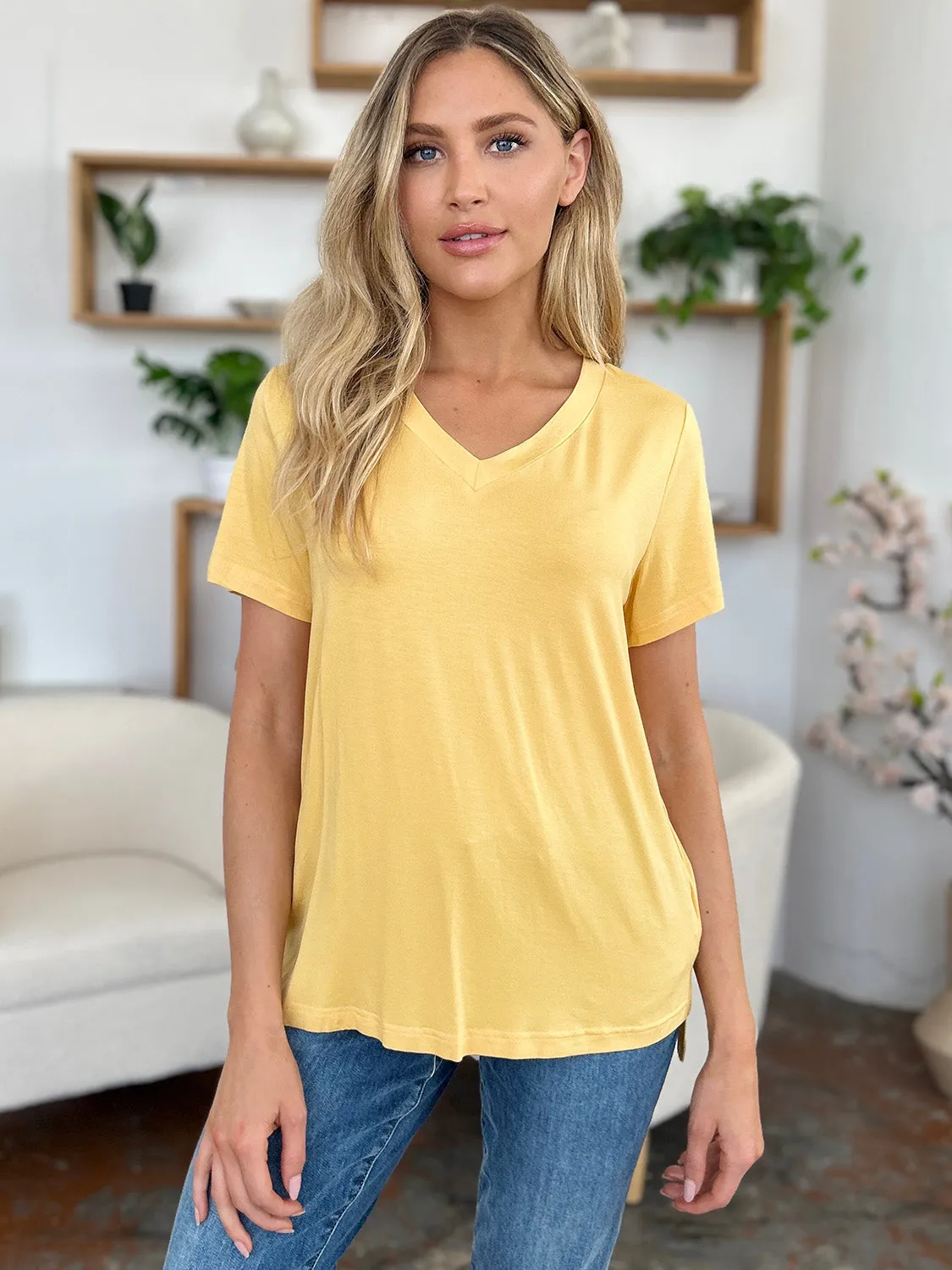 Kira Bamboo V-Neck High-Low T-Shirt