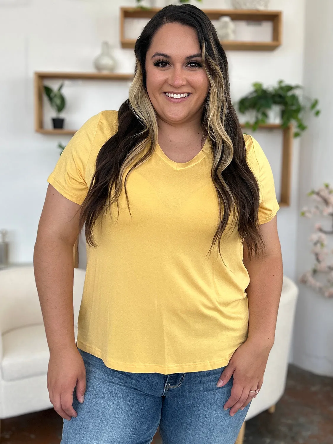 Kira Bamboo V-Neck High-Low T-Shirt