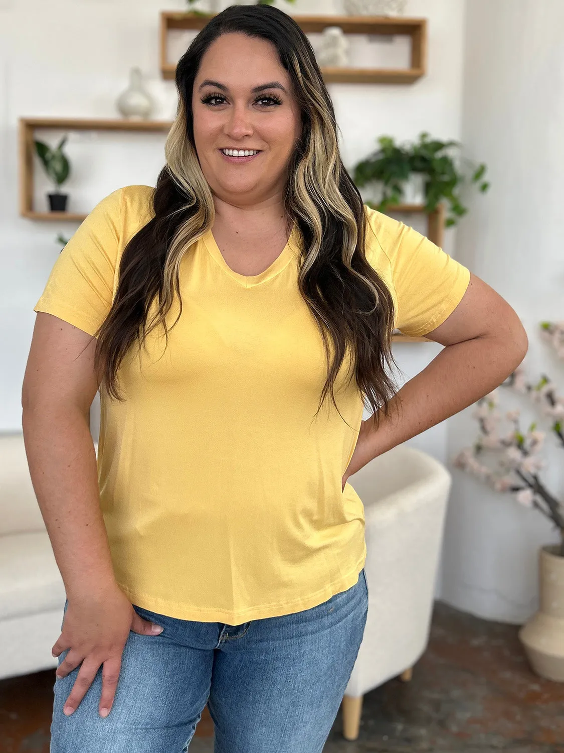 Kira Bamboo V-Neck High-Low T-Shirt