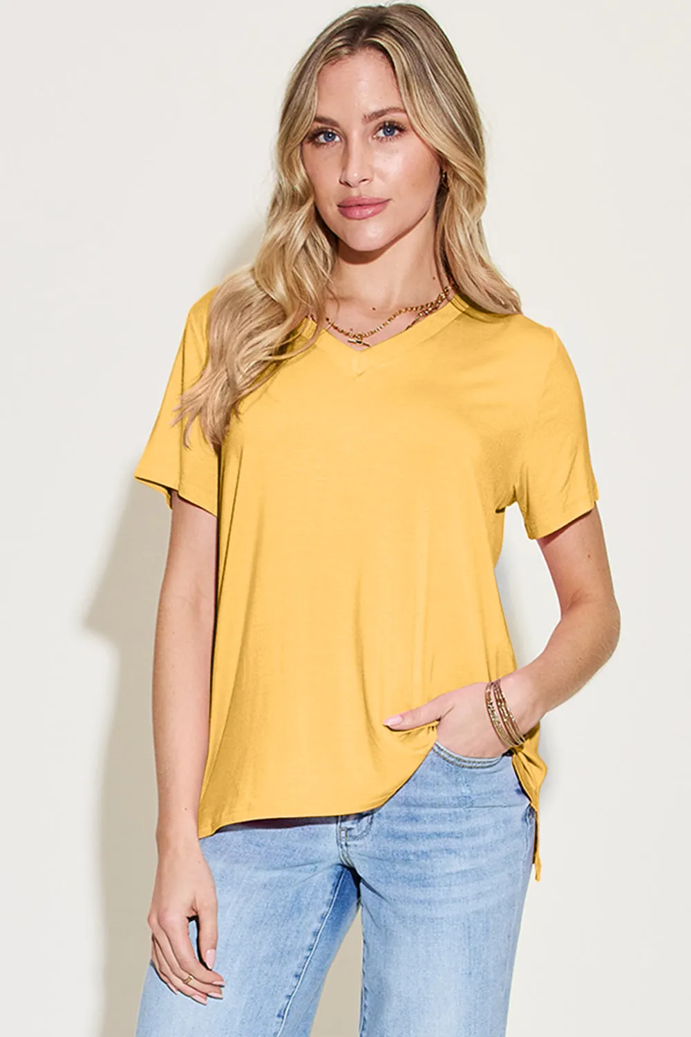 Kira Bamboo V-Neck High-Low T-Shirt