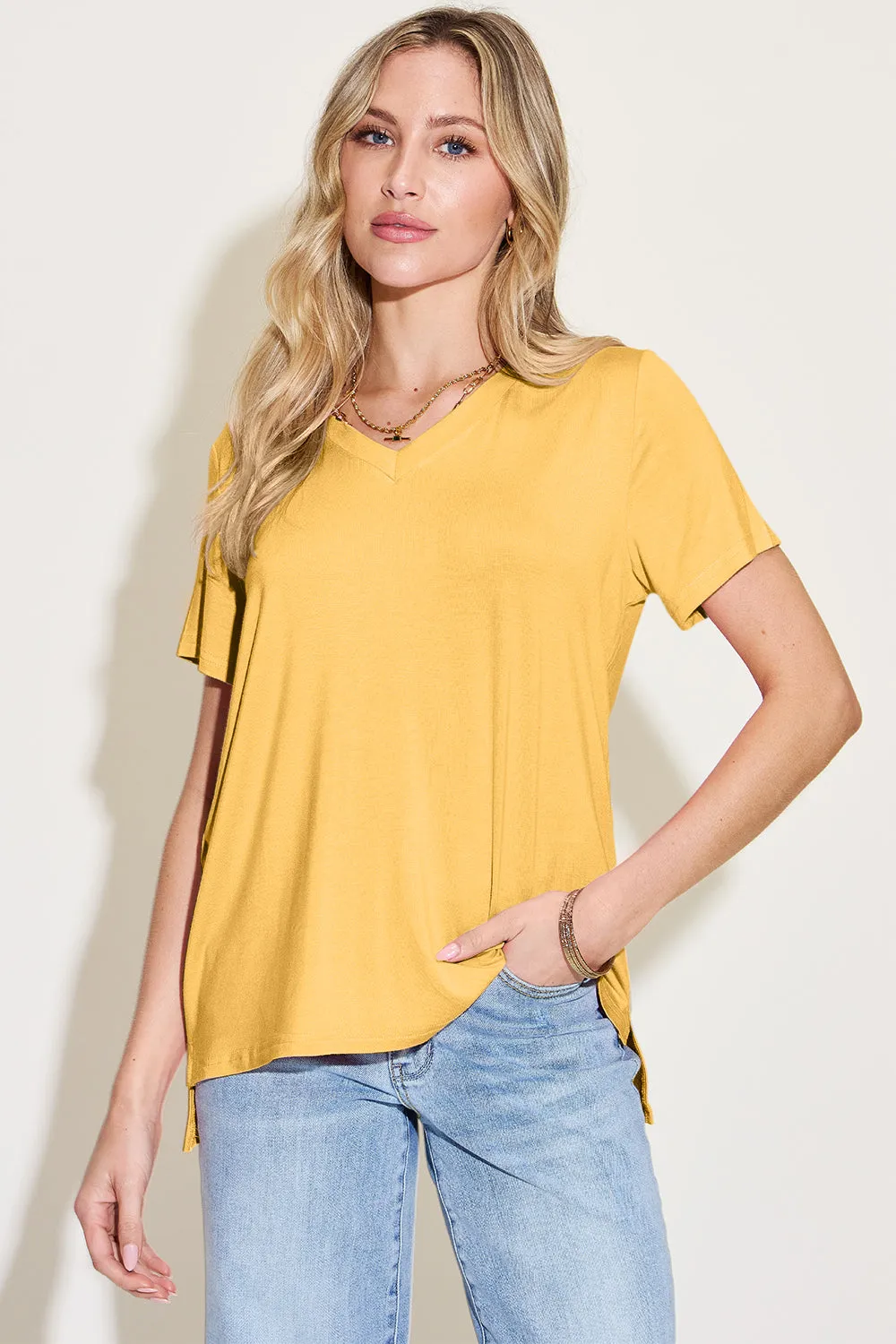 Kira Bamboo V-Neck High-Low T-Shirt