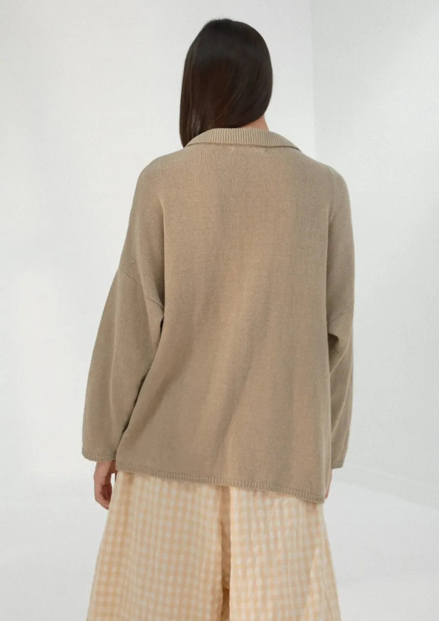 Knit Linen Cardigan, Smoked Green
