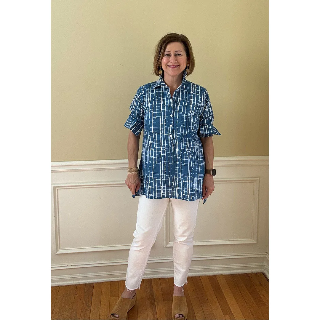 Lucia Top-Blue/White