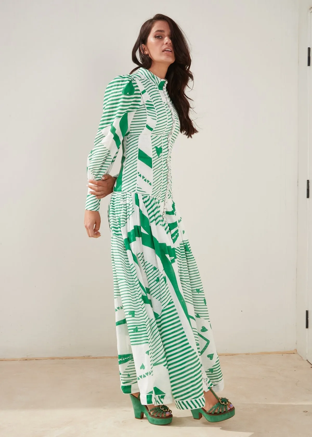 MACKENZIE MODE Button Me Up Maxi (Green)