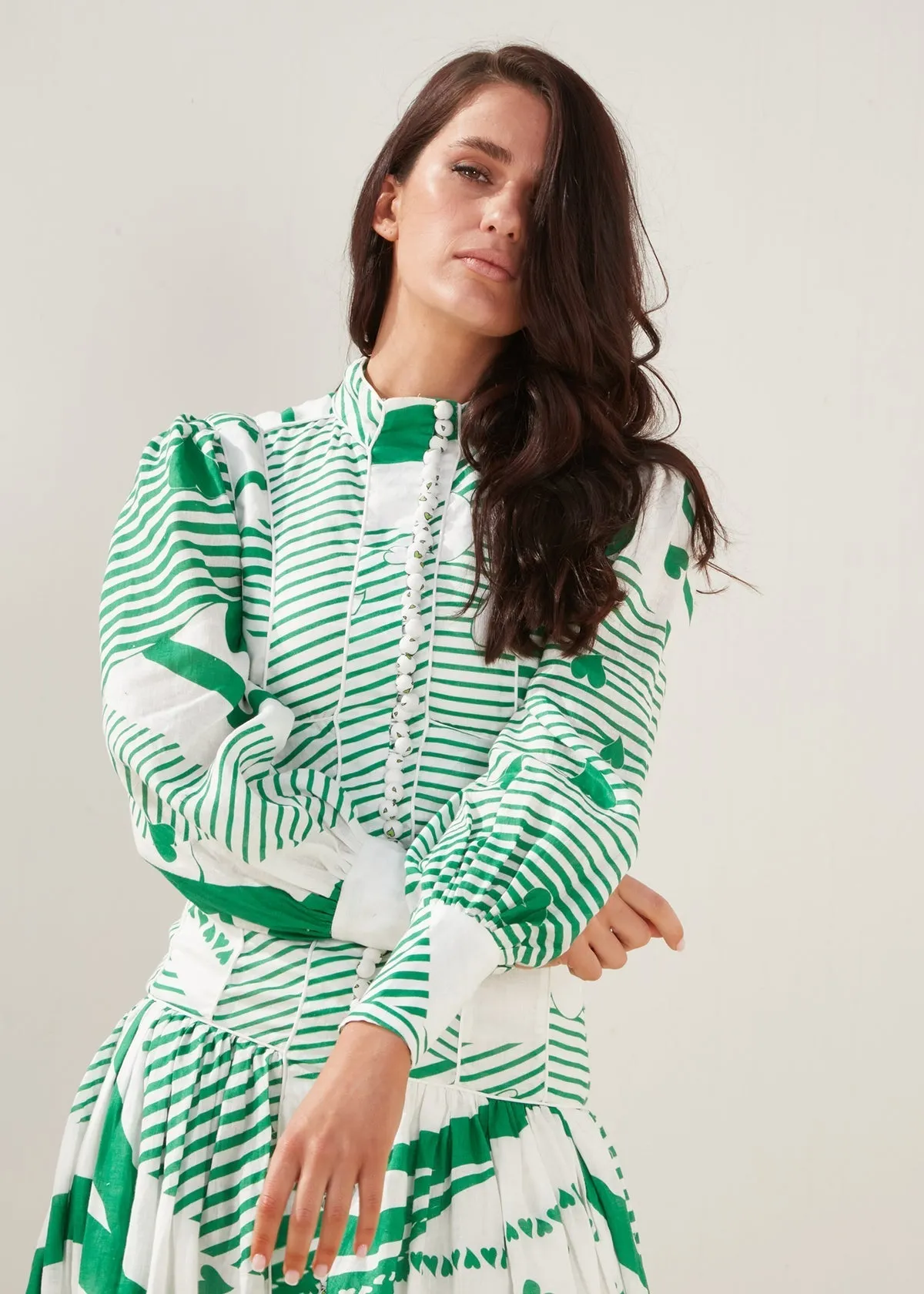 MACKENZIE MODE Button Me Up Maxi (Green)