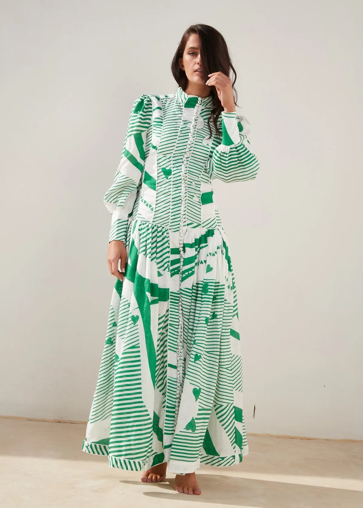 MACKENZIE MODE Button Me Up Maxi (Green)