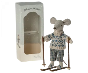 Maileg winter mouse dad with ski set