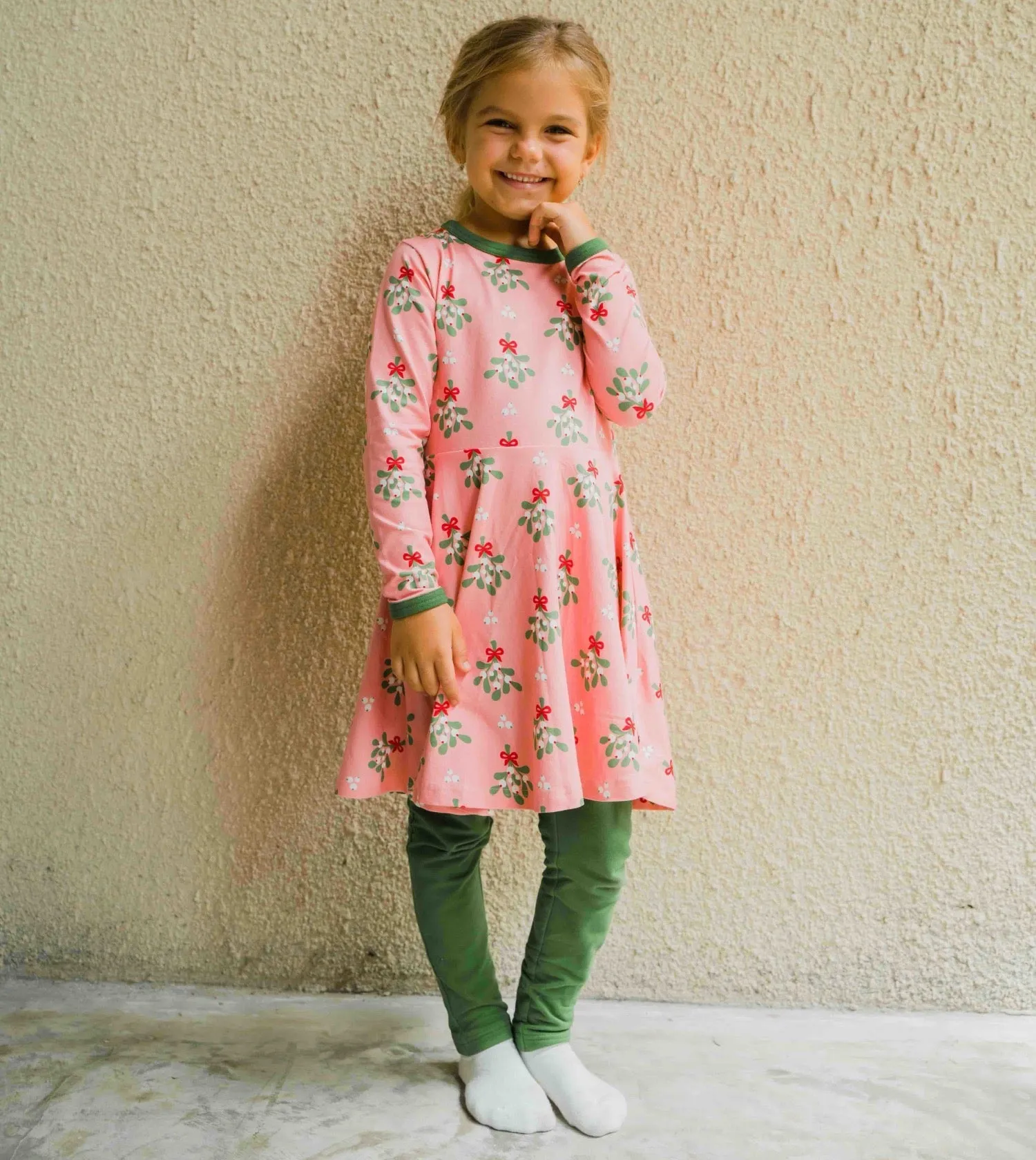 Maxomorra Circle Dress Pink Mistletoe