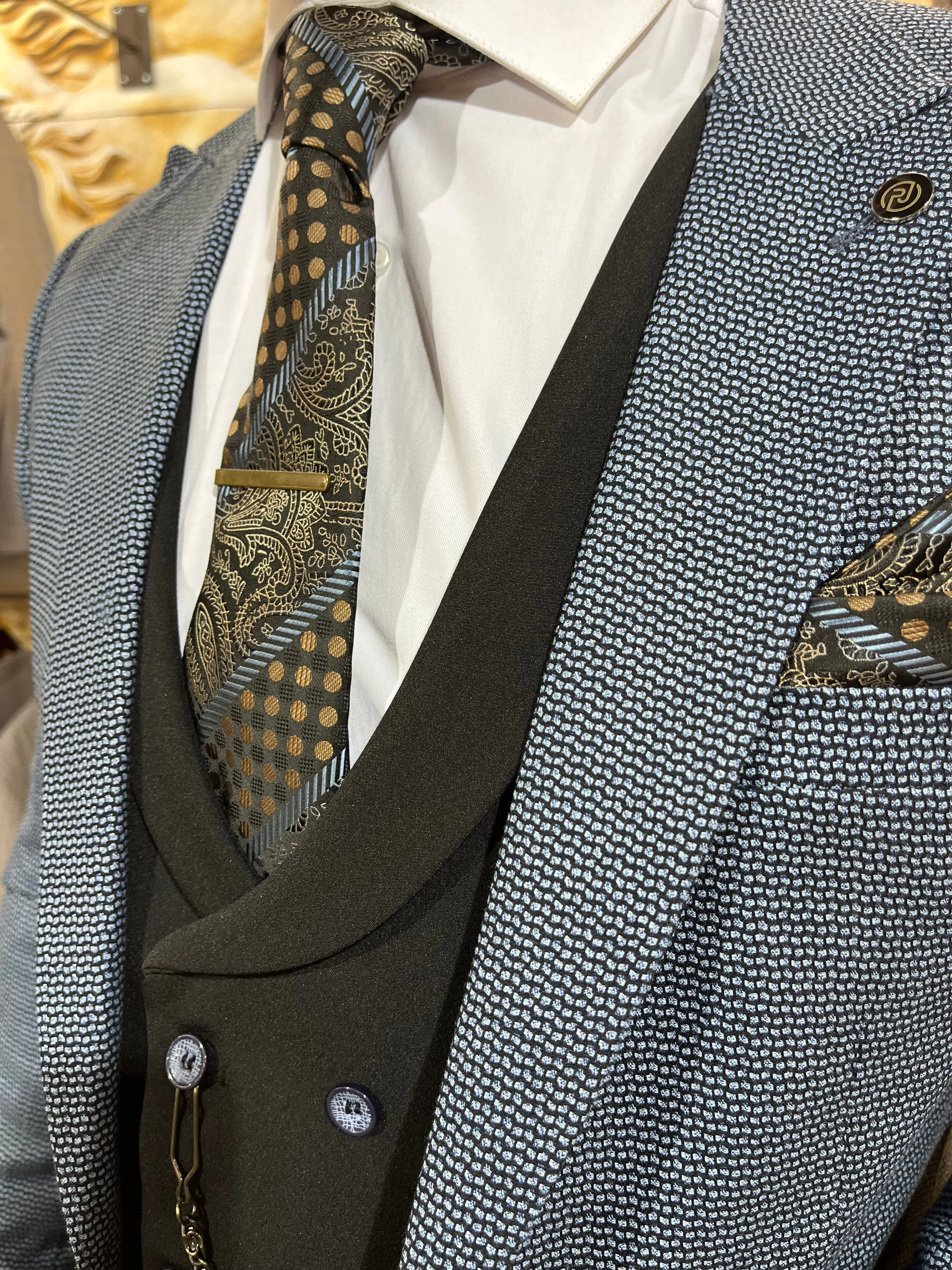 Meletti - Blue/Black 3 Piece Suit