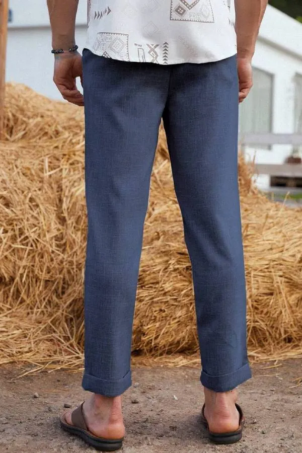 Men Solid Slant Pocket Suit Pants