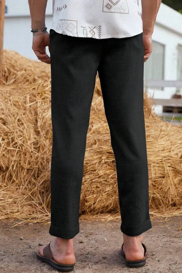Men Solid Slant Pocket Suit Pants
