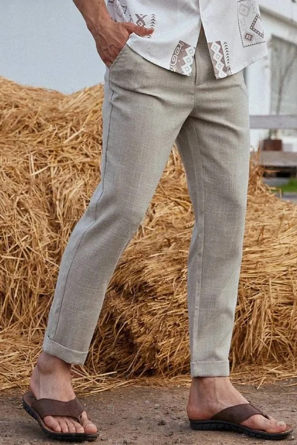 Men Solid Slant Pocket Suit Pants