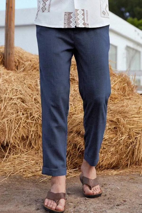 Men Solid Slant Pocket Suit Pants