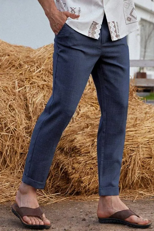 Men Solid Slant Pocket Suit Pants