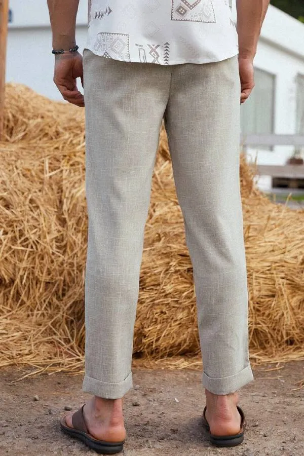Men Solid Slant Pocket Suit Pants