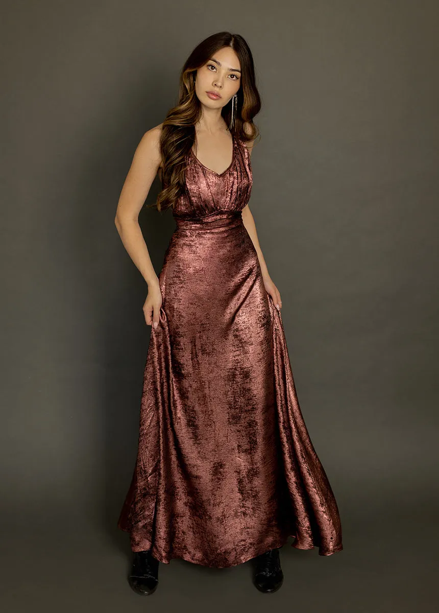 Monroe Dress in Metallic Raisin