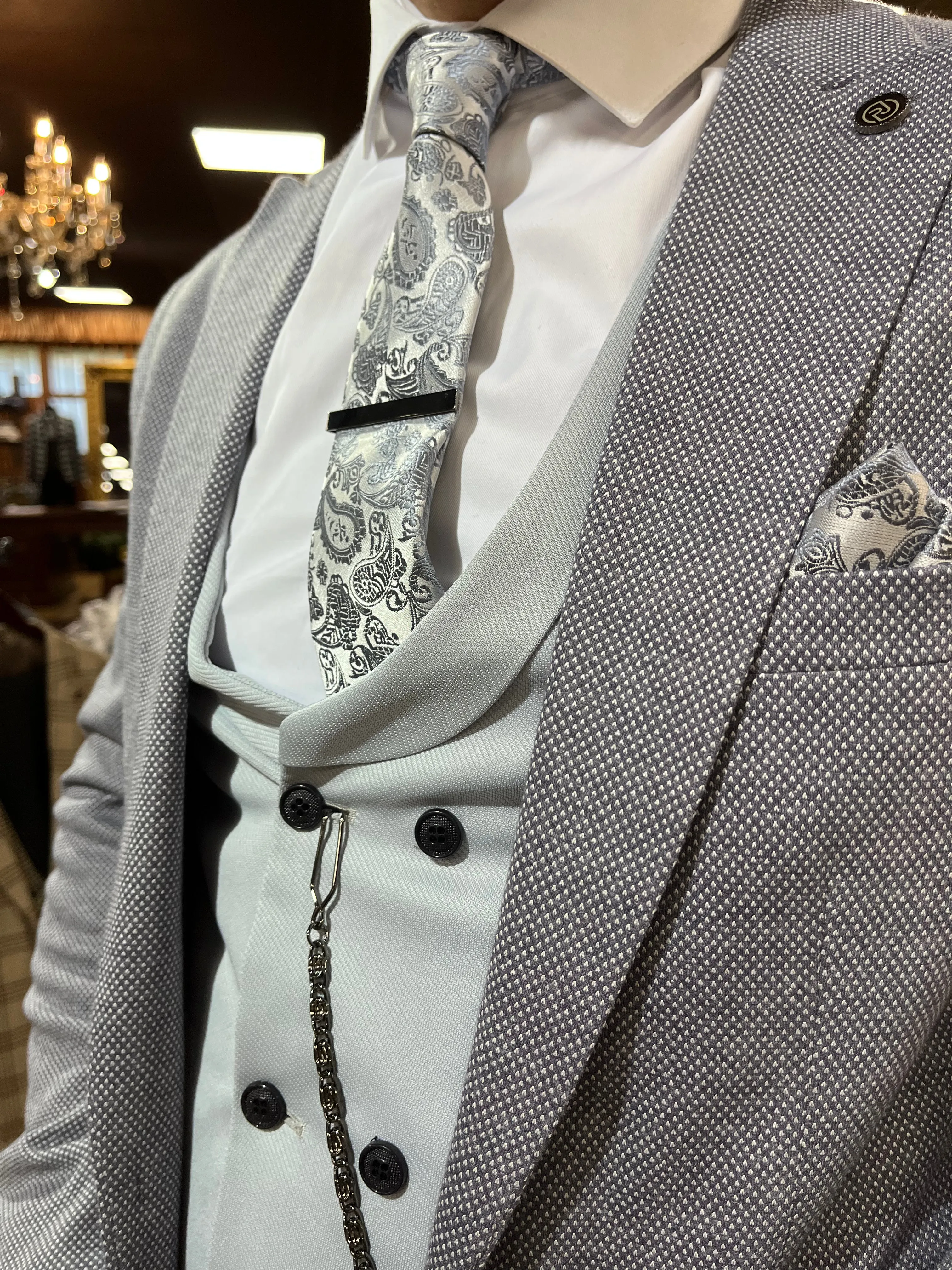 Nasri - Steel Blue 3 Piece Suit