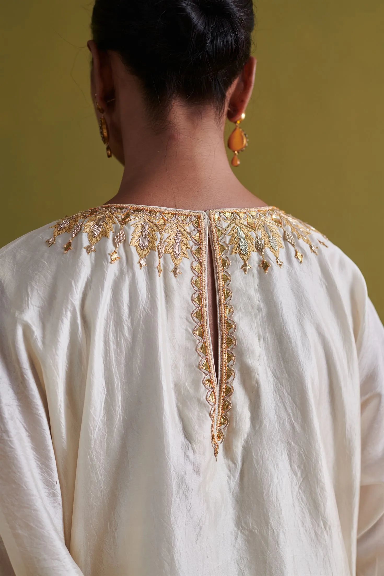 New Season Festive 2024-Coord Set-Kora Silk Kurti/Bamberg Satin 2pcs Ivory-AS113-Fashion Wedding Edit Aarti Sethia