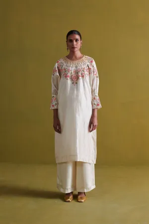 New Season Festive 2024-Coord Set-Kora Silk Kurti/Bamberg Satin 2pcs Ivory-AS113-Fashion Wedding Edit Aarti Sethia