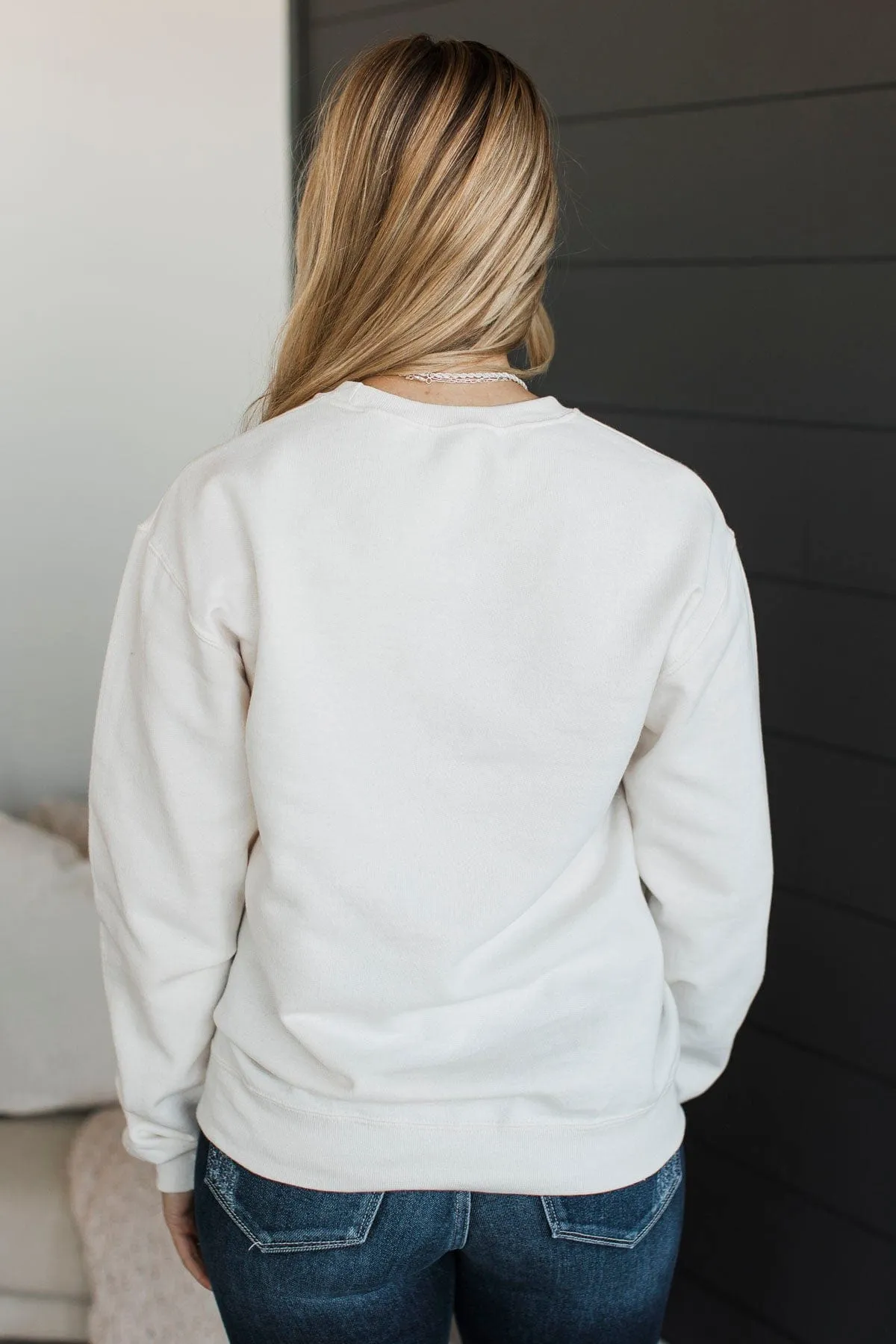 "Griswold's Tree Farm" Crew Neck Pullover- Cream
