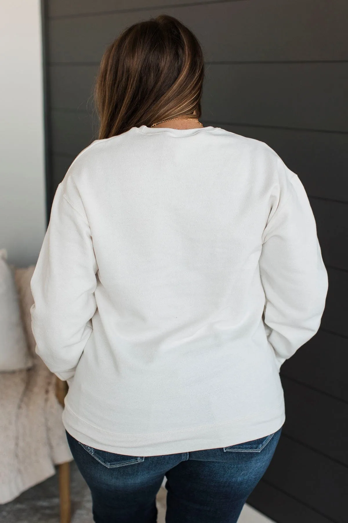 "Griswold's Tree Farm" Crew Neck Pullover- Cream