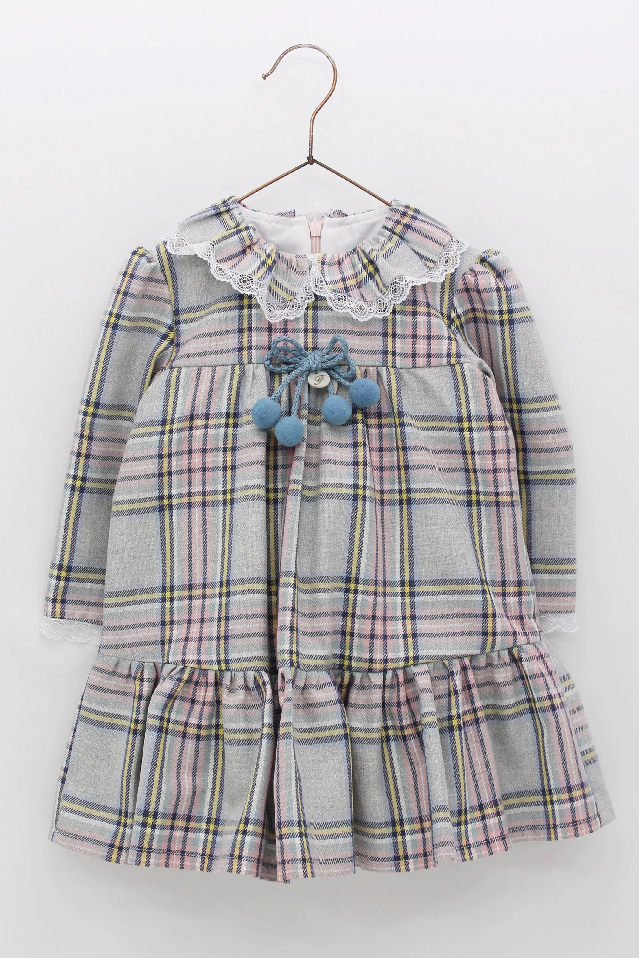 "Jasmine" Pink & Grey Tartan Dress