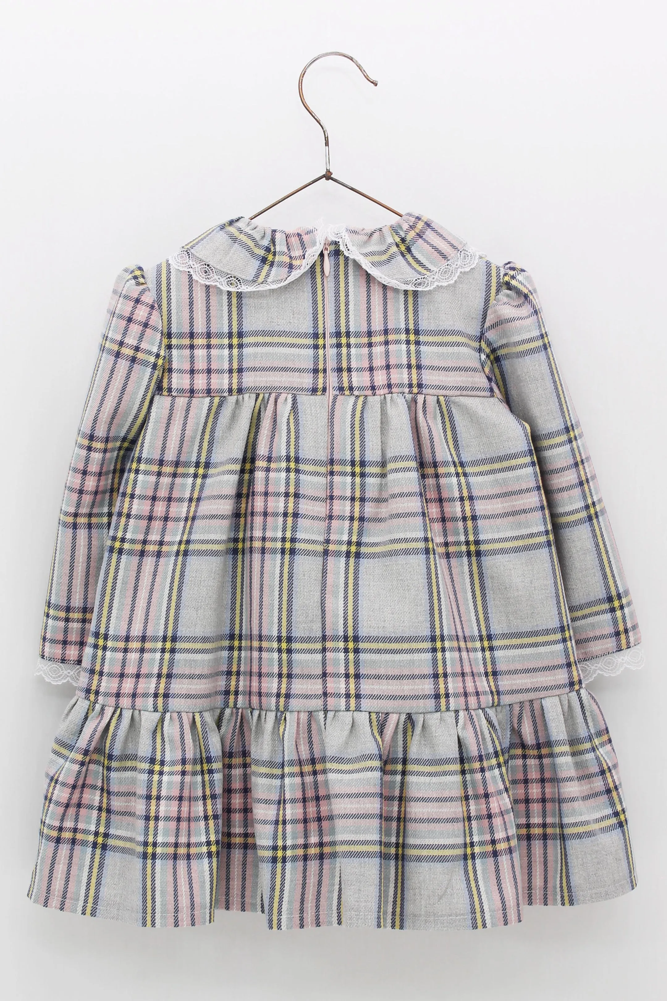 "Jasmine" Pink & Grey Tartan Dress