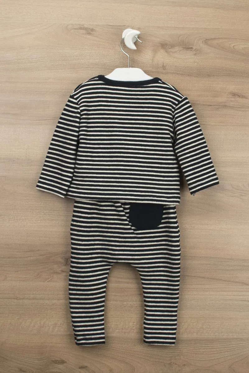 "Leonardo" Navy Striped Top & Trousers