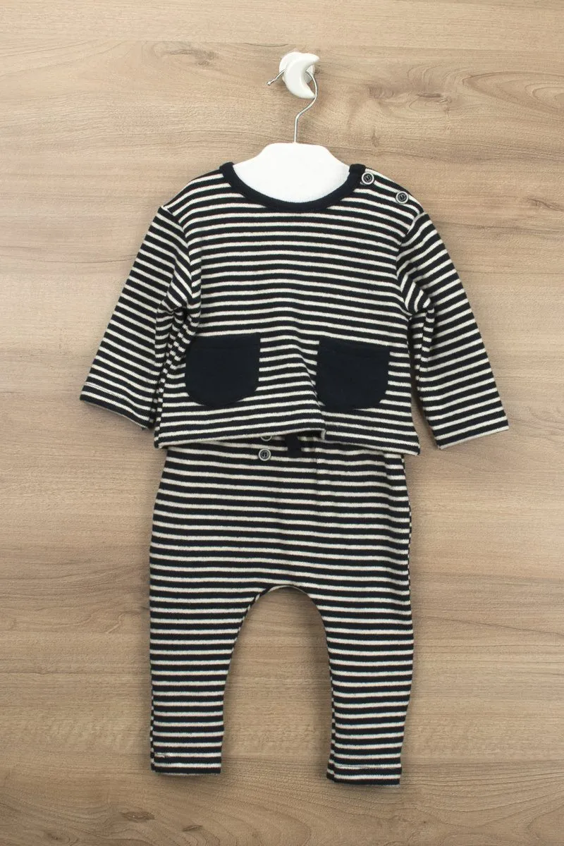 "Leonardo" Navy Striped Top & Trousers