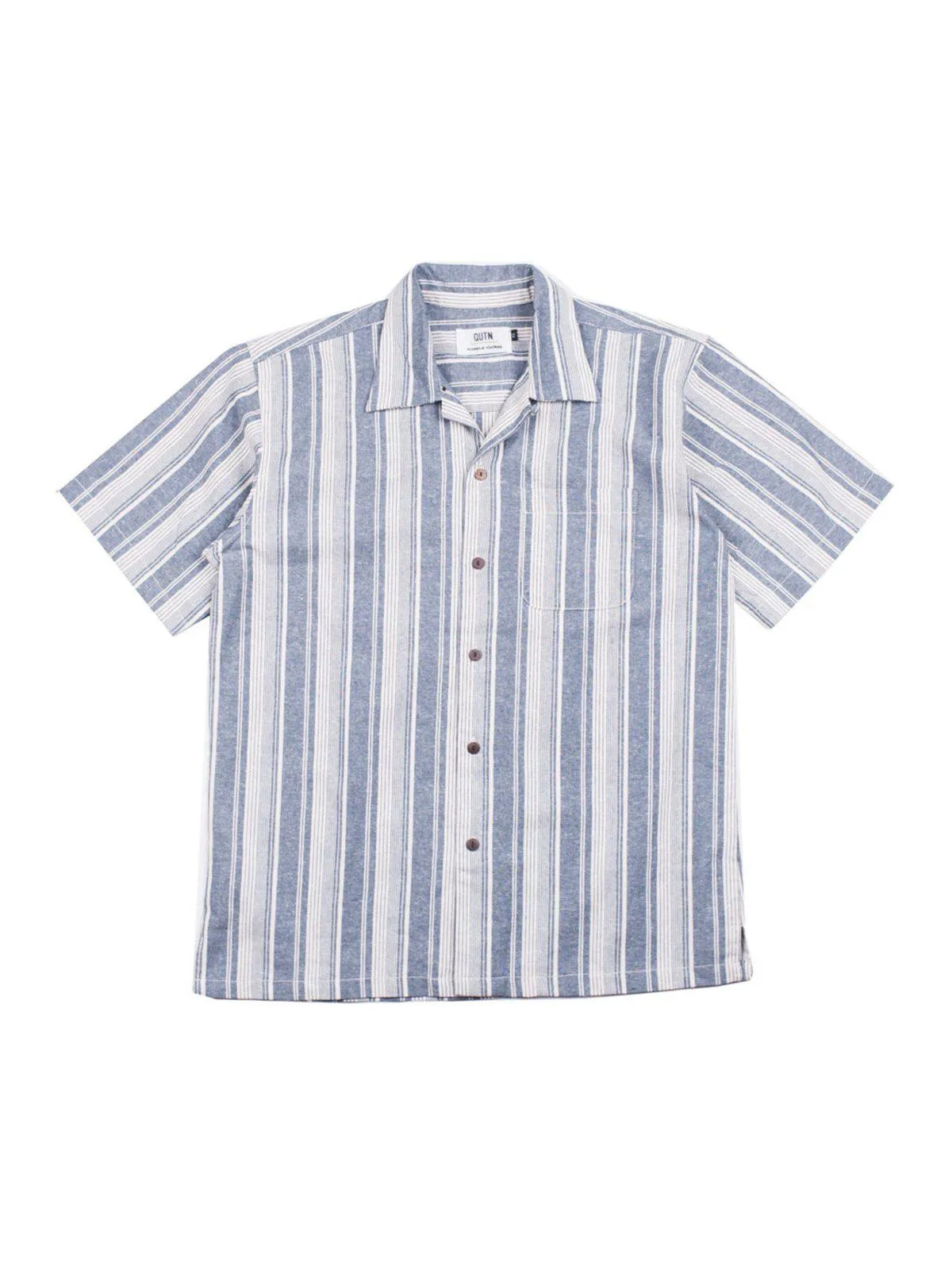 Qutn Button Down Weekend Shirt Blue Stripes