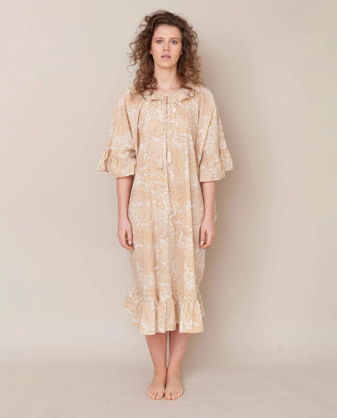 Radha Organic Cotton Dress In Cream Print