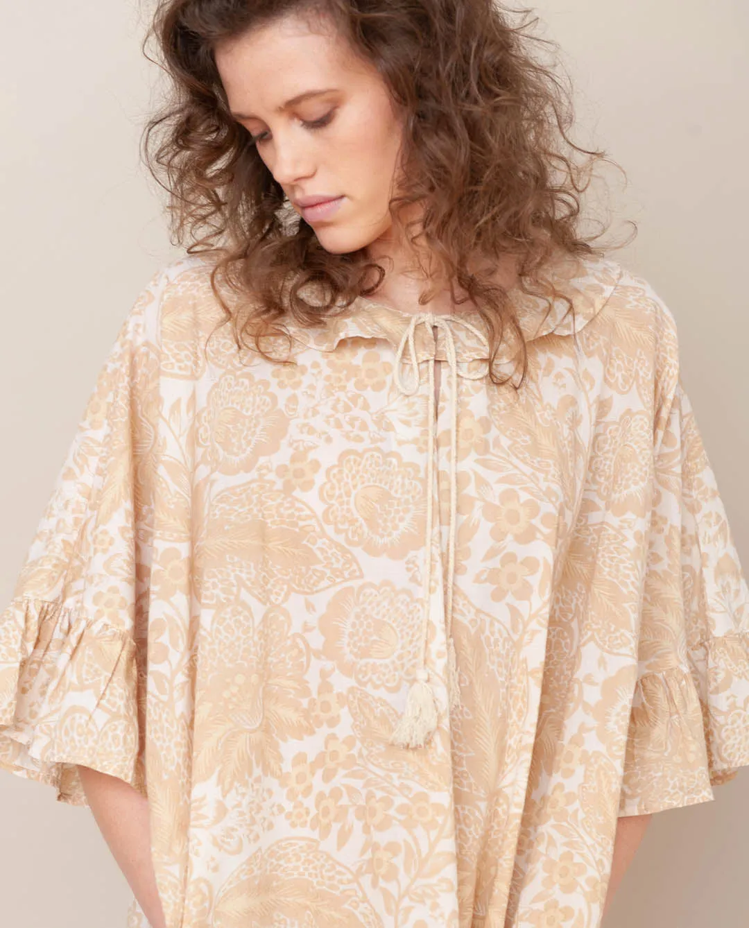 Radha Organic Cotton Dress In Cream Print