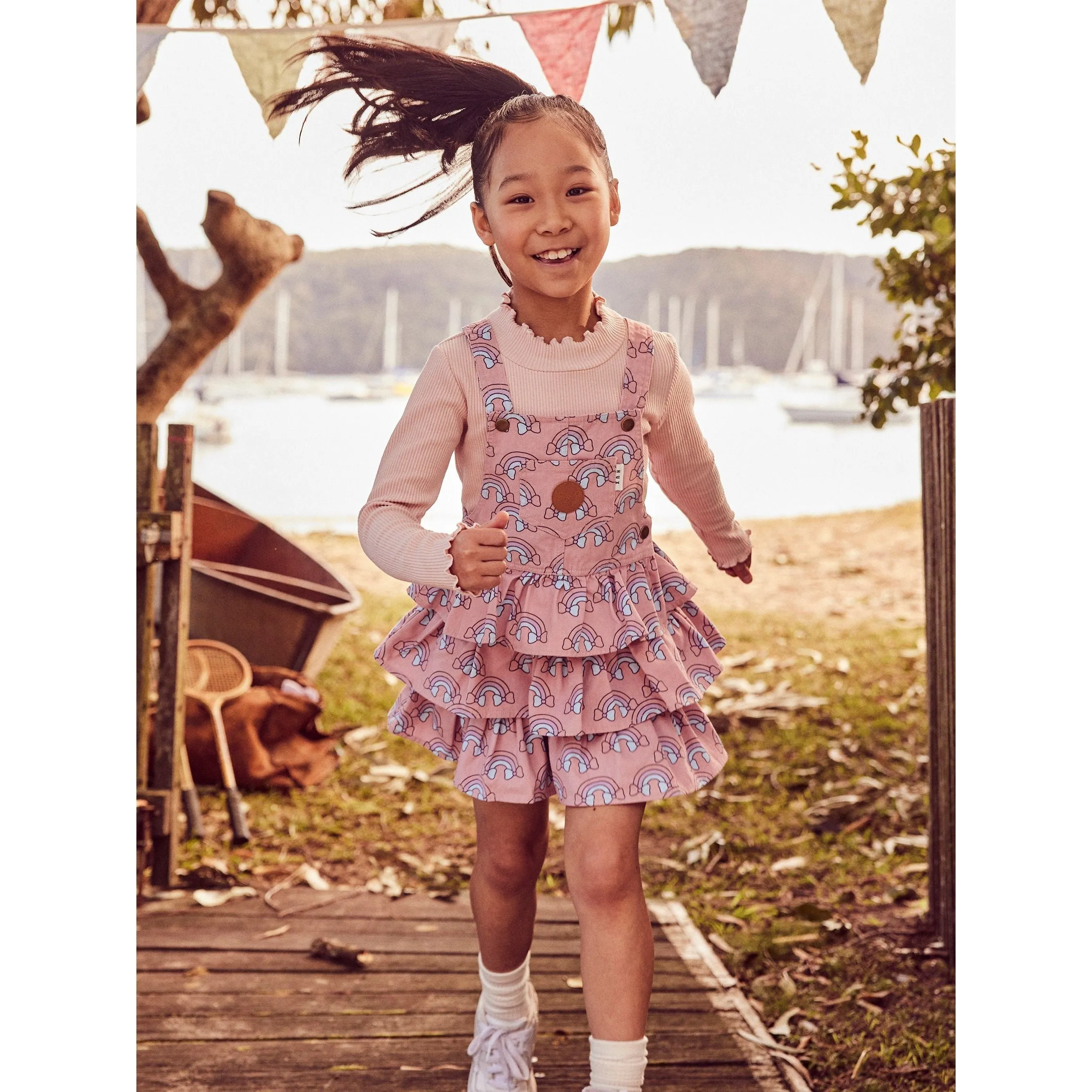 Rain Bow Overall Frill Dress