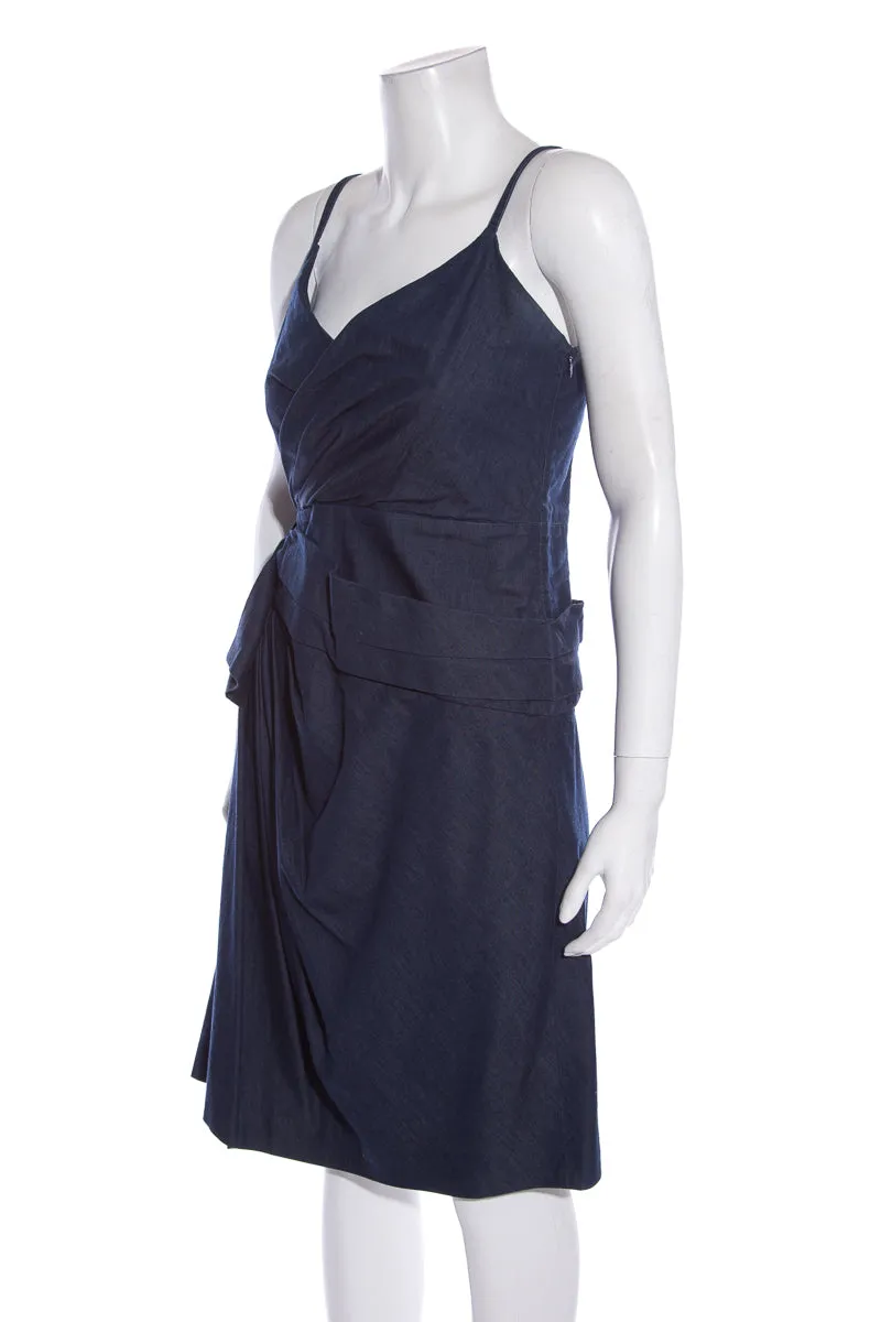 Red Valentino Blue Denim Drape Bow Detail Dress SZ 4