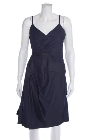 Red Valentino Blue Denim Drape Bow Detail Dress SZ 4