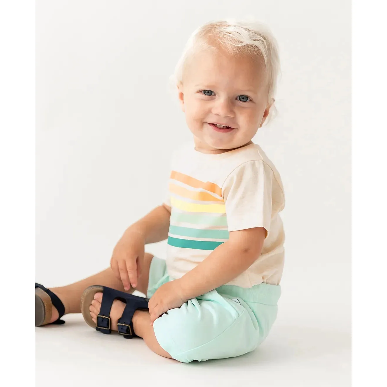 RuggedButts Good Vibes Stripe Short Sleeve Bodysuit
