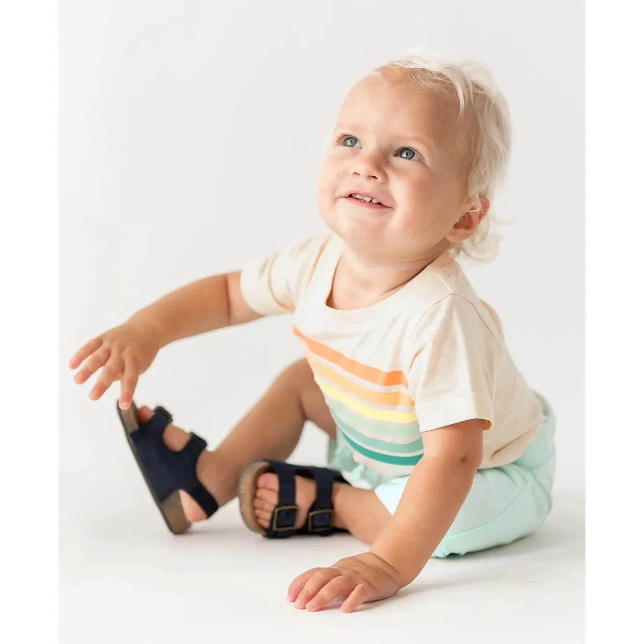 RuggedButts Good Vibes Stripe Short Sleeve Bodysuit