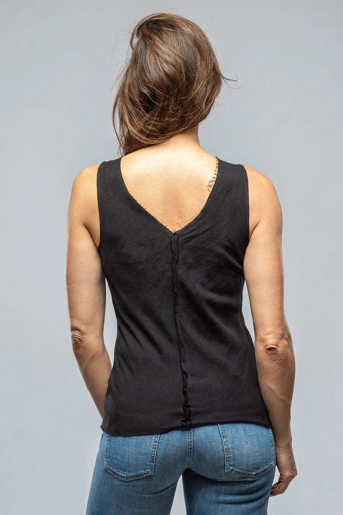 Salamanca Raw Edge Linen Tank In Black