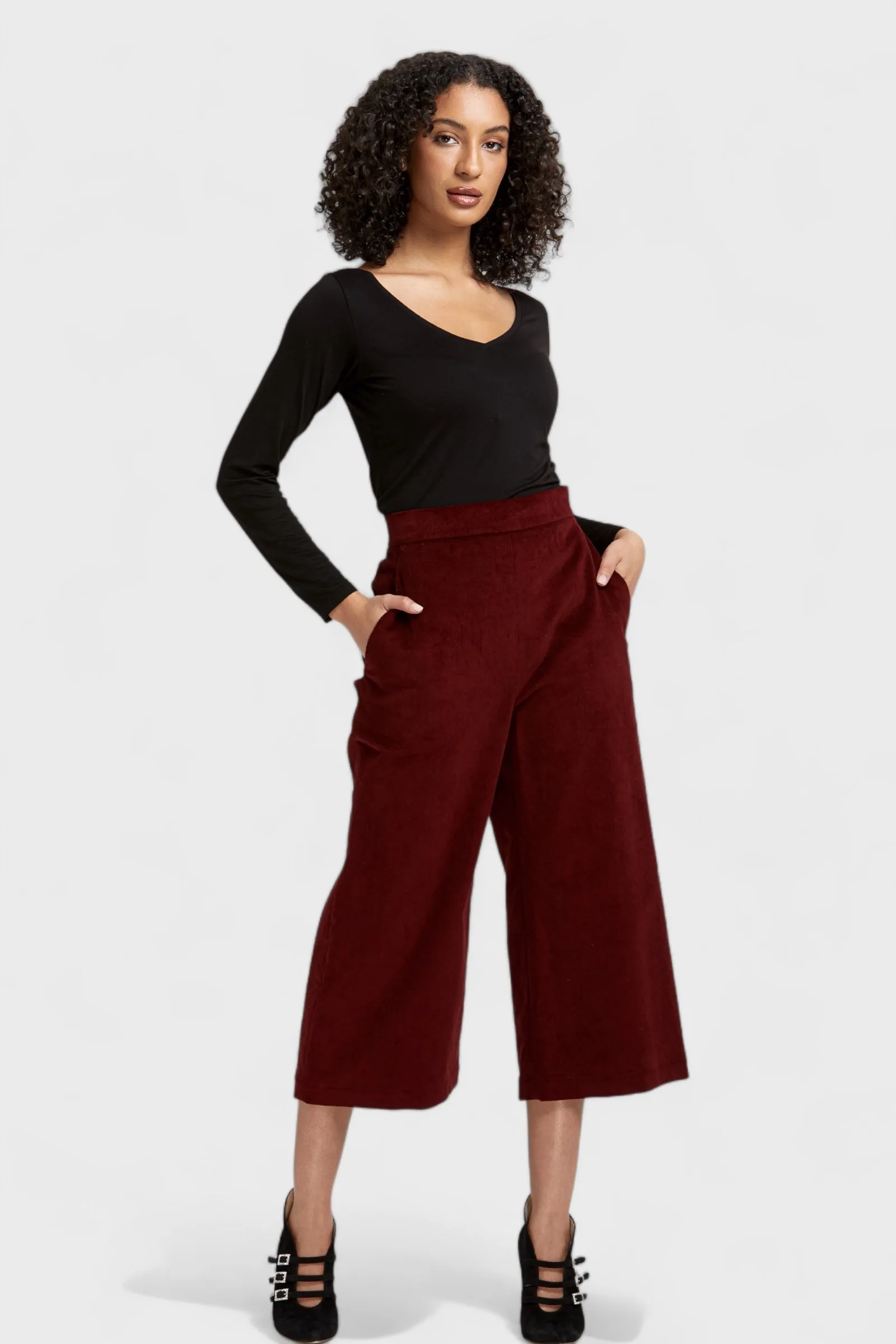 Sistine Burgundy Micro Cord Vest-Pants Set