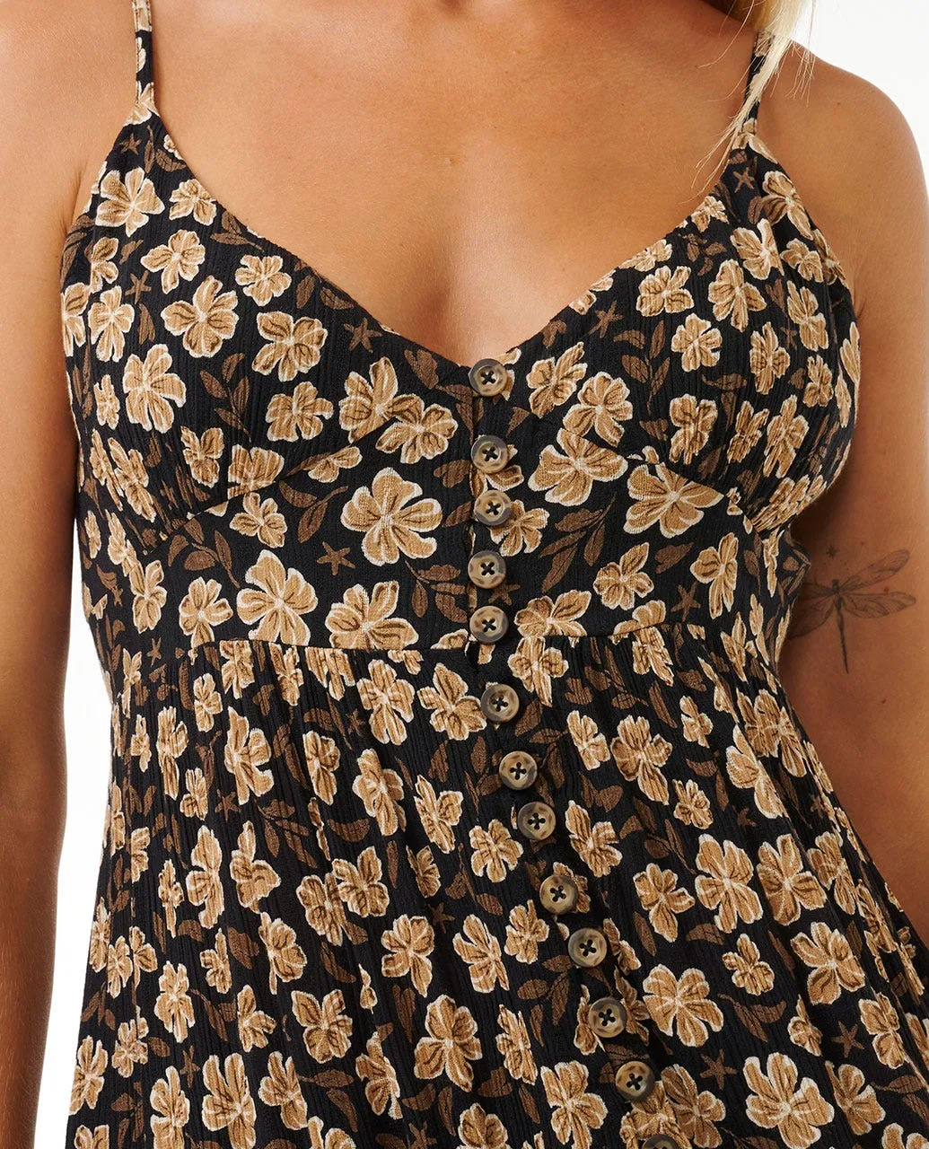 SOLEIL BUTTON THROUGH MAXI - BLACK