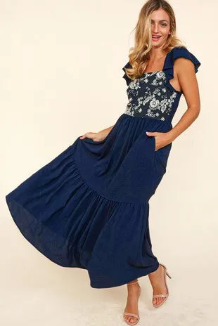 SQUARE NECK BABYDOLL MAXI DRESS