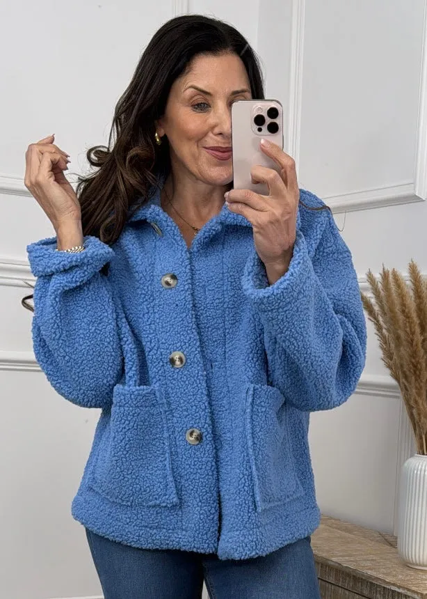 Stasia Blue Teddy Fleece Jacket