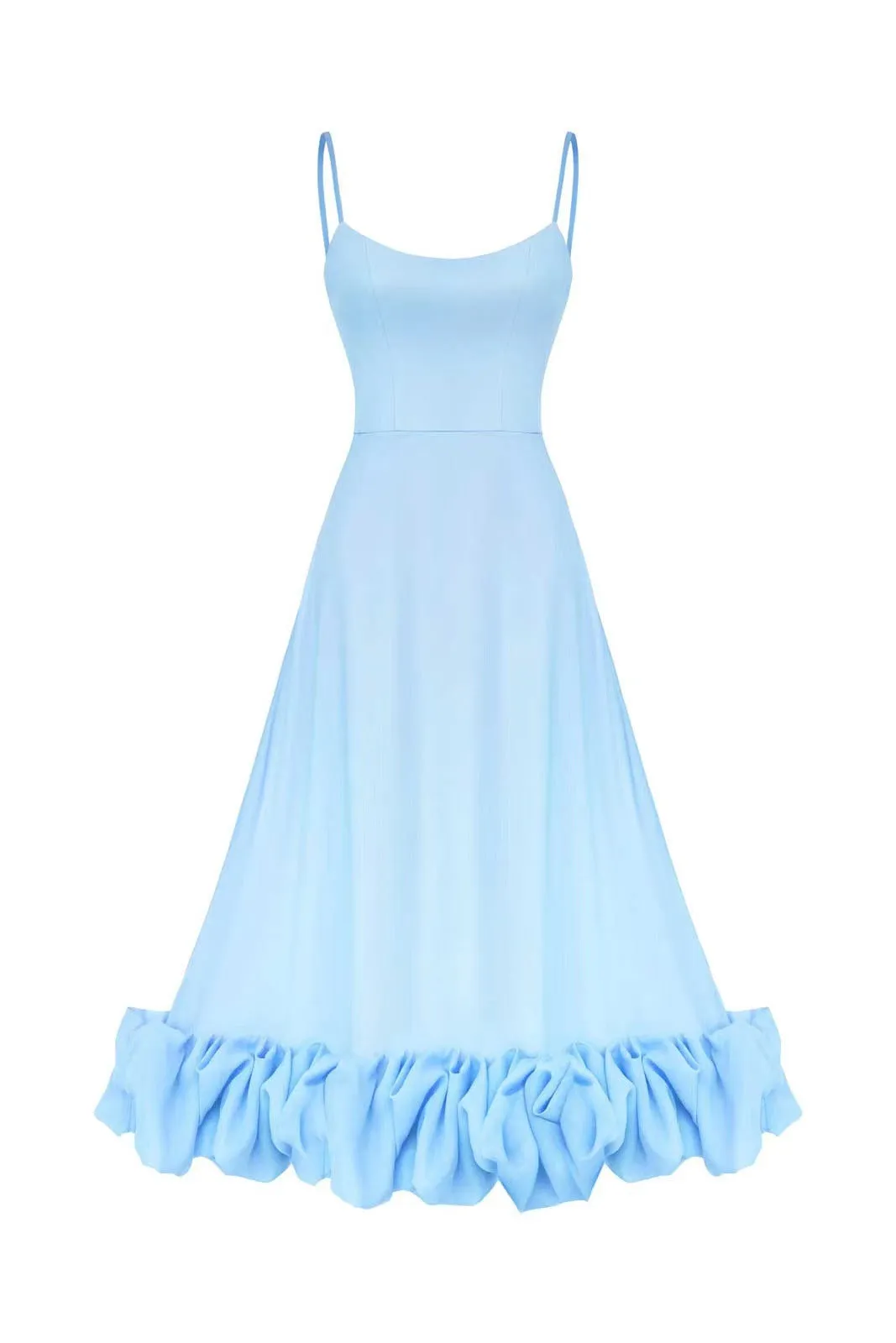 Suspenders Smocked Ruffles Flounces Midi Maxi Party Dresses