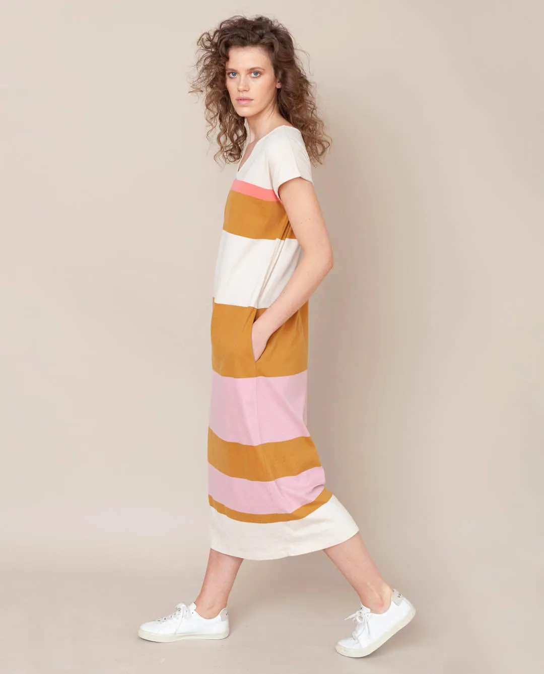 Sydney Organic Cotton Dress In Sunny Bold Stripe