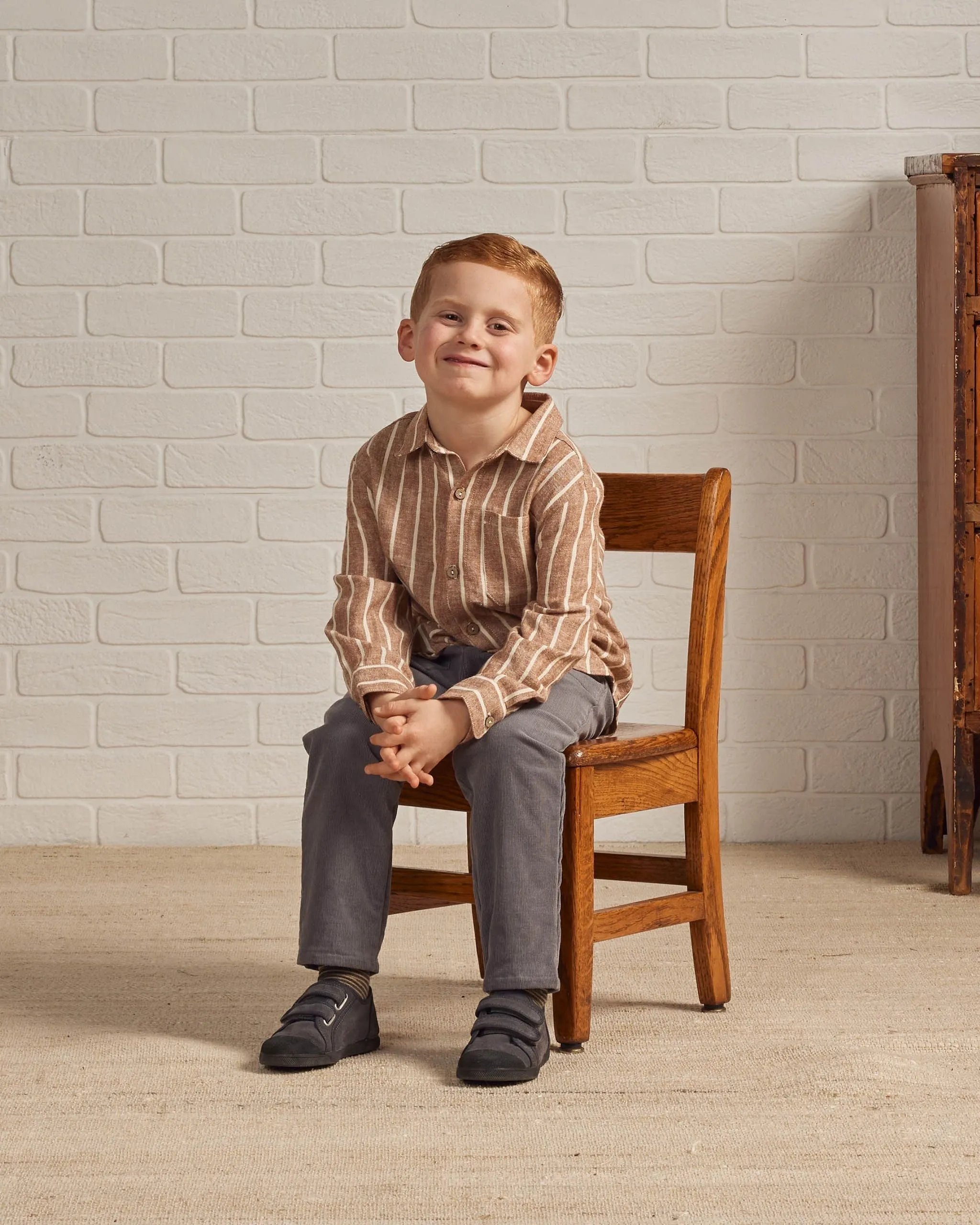 The Collared Long Sleeve Shirt by Rylee   Cru - Cedar Stripe - BABY