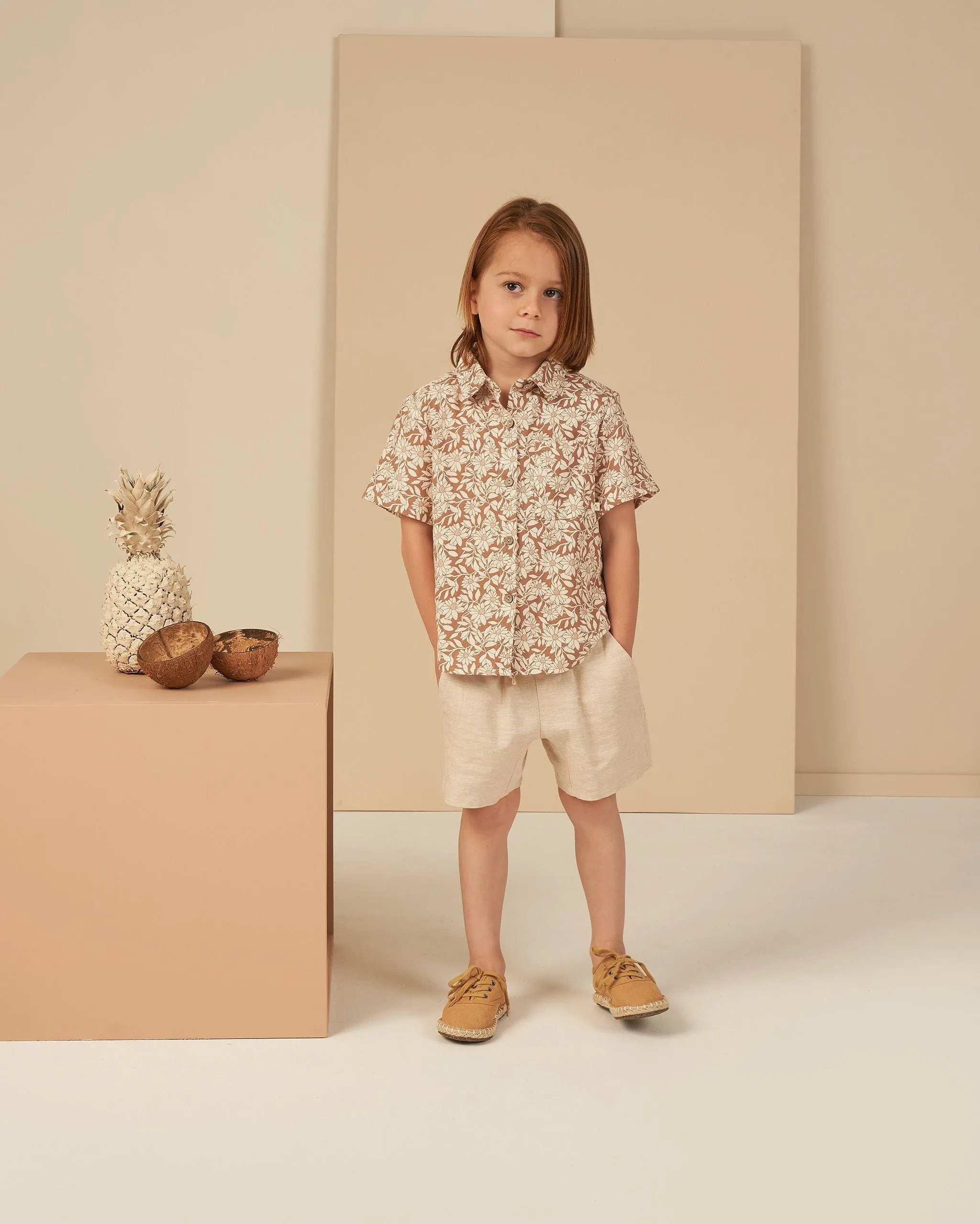 The Collared Short Sleeve Shirt by Rylee   Cru - Plumeria - KIDS