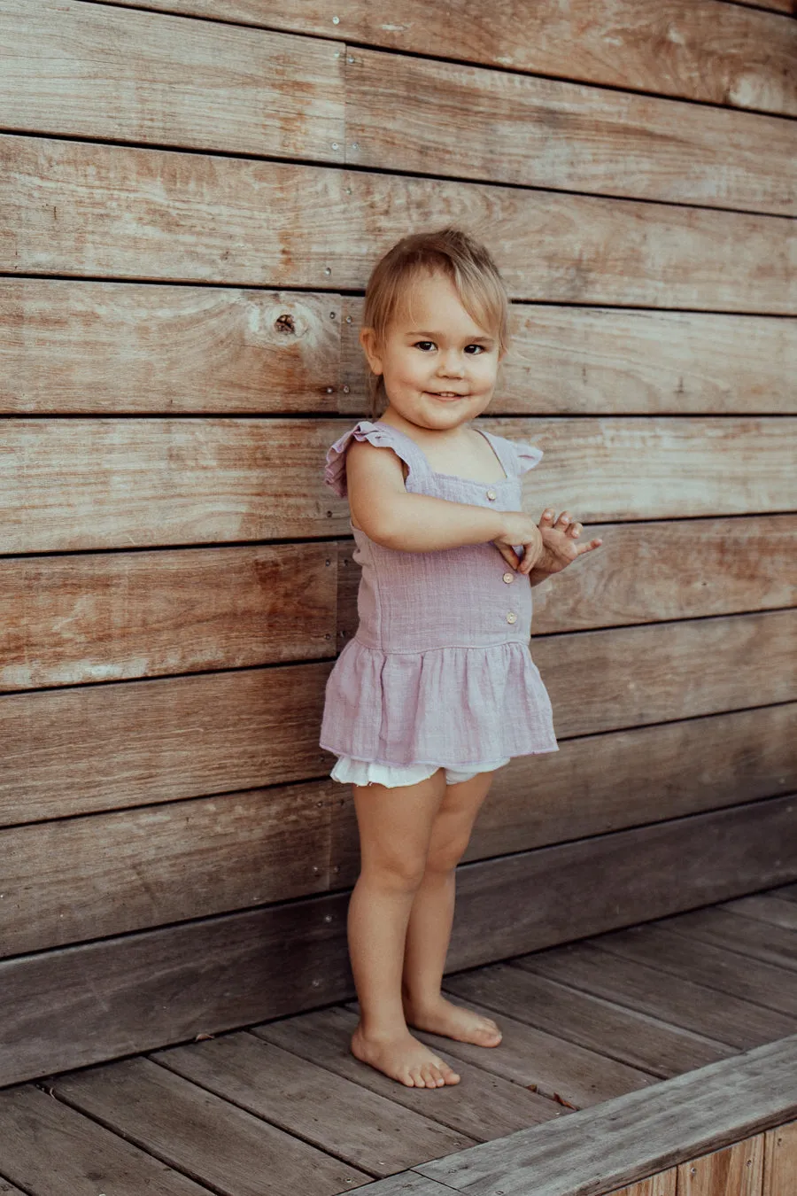The Sienna Button Top - Lilac Smoke