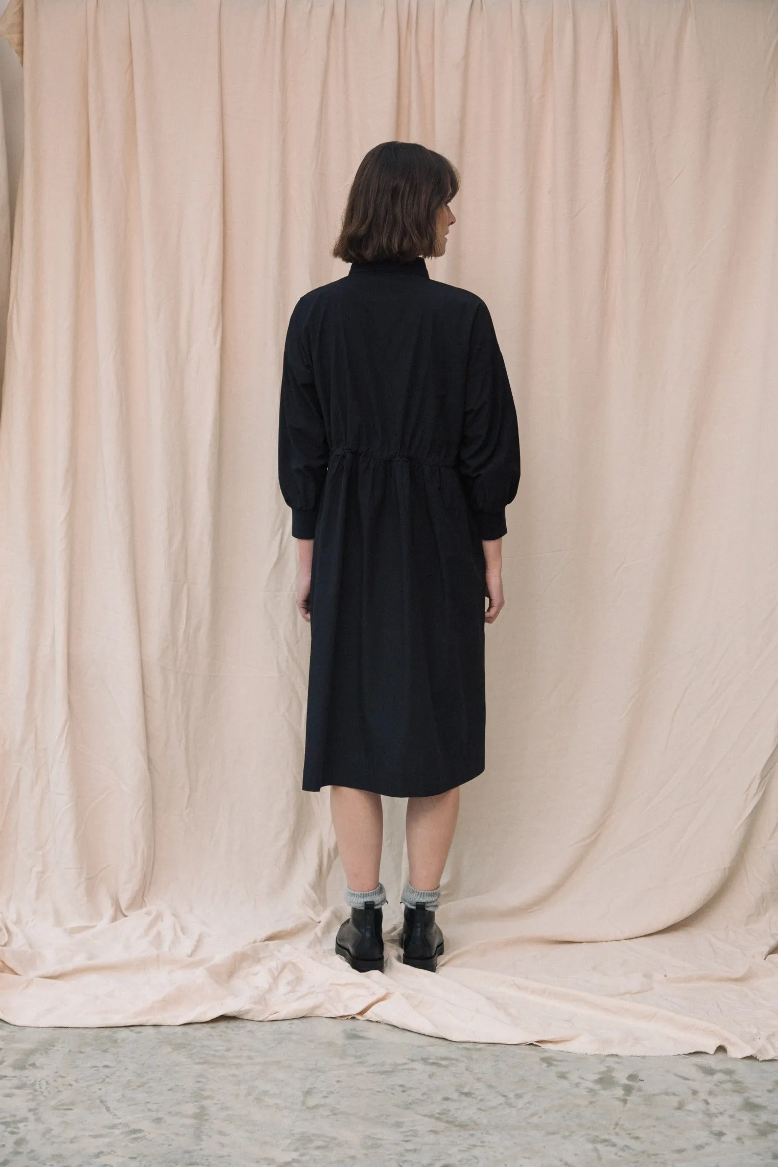 Umi Organic Cotton Poplin Dress in Black