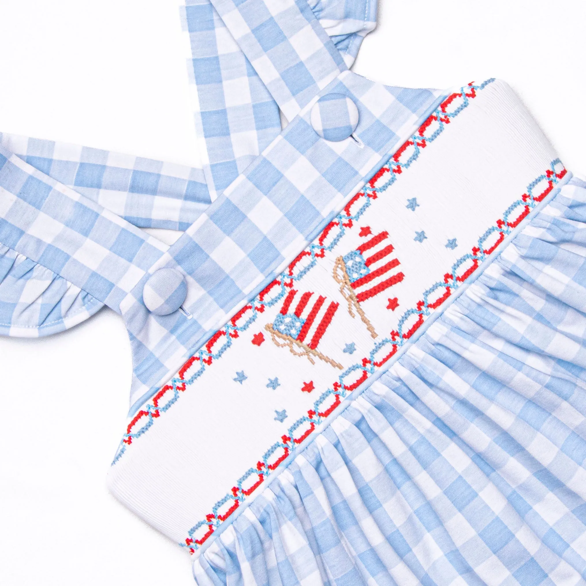 United We Stand Smocked Dress, Blue
